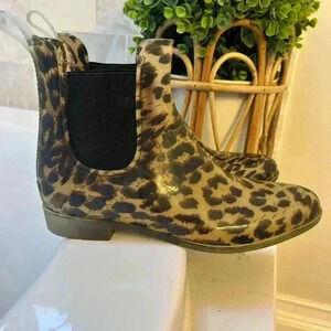 JCrew woman's size 10 leopards pull on rubber rain/garden boots